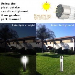Lâmpada de jardim solar LED de aço inoxidável - vara impermeável