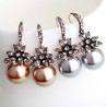 Vintage luxury earrings with crystal flower & pearlEarrings