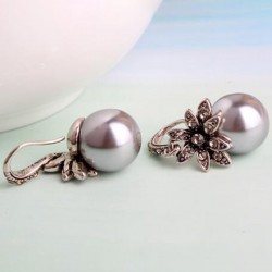 Brincos de luxo vintage com flor de cristal e pérola