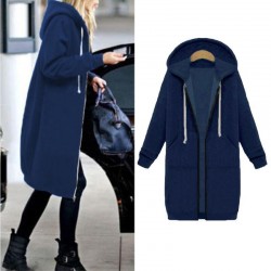 Casual oversized jacket - long hooded sweatshirt with zipper - plus sizeJackets