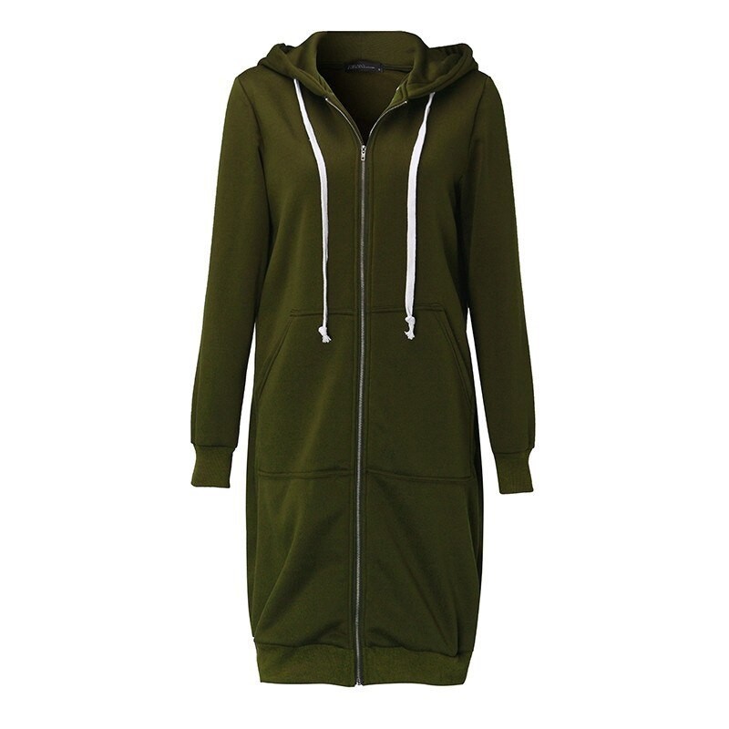 Casual oversized jacket - long hooded sweatshirt with zipper - plus sizeJackets