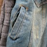 jaqueta curta de jeans e lã na moda com colarinho de pele destacável
