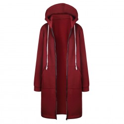 Casual oversized jacket - long hooded sweatshirt with zipper - plus sizeJackets