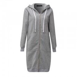 Casual oversized jacket - long hooded sweatshirt with zipper - plus sizeJackets