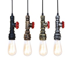 Tubo de água de ferro industrial - lâmpada vintage com cabo - E27 LED