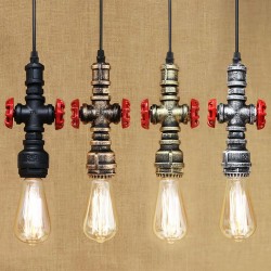 Tubo de água de ferro industrial - lâmpada vintage com cabo - E27 LED