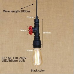 Tubo de água de ferro industrial - lâmpada vintage com cabo - E27 LED