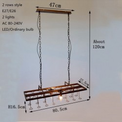 Vintage - suporte de garrafas de suspensão - lâmpada de teto de ferro - E27 LED