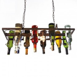 Vintage - suporte de garrafas de suspensão - lâmpada de teto de ferro - E27 LED