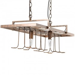 Vintage - suporte de garrafas de suspensão - lâmpada de teto de ferro - E27 LED