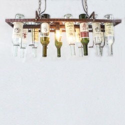 Vintage - suporte de garrafas de suspensão - lâmpada de teto de ferro - E27 LED