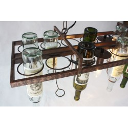 Vintage - suporte de garrafas de suspensão - lâmpada de teto de ferro - E27 LED