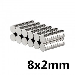 N35 8 * 2 mm ímã de neodímio - disco forte 50 peças