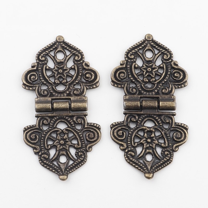 Vintage hollow flowers - alloy furniture hinges - 2 piecesFurniture