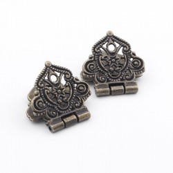 Flores ocas vintage - dobradiças de móveis de liga - 2 peças