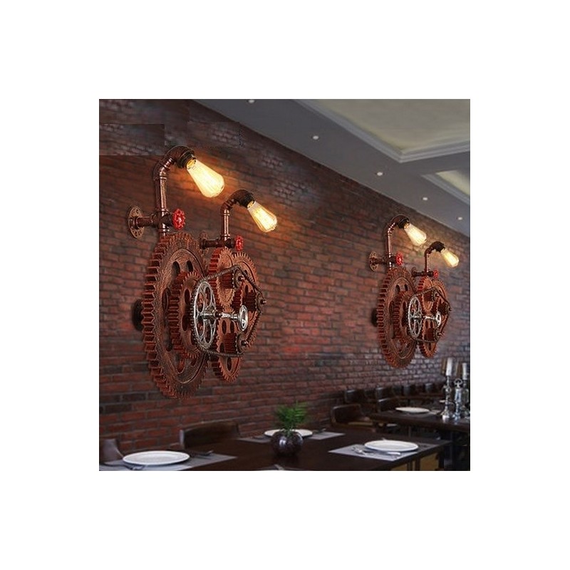 Engrenagem industrial estilo Loft - lâmpada de luz de parede vintage