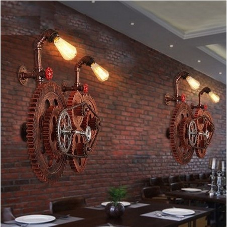 Engrenagem industrial estilo Loft - lâmpada de luz de parede vintage