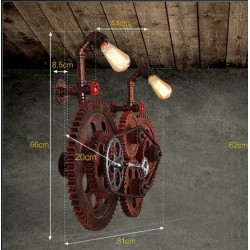 Engrenagem industrial estilo Loft - lâmpada de luz de parede vintage