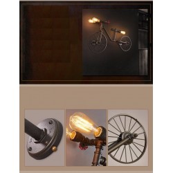 Tubo de bicicleta e água - luz de Edison LED vintage - lâmpada de parede