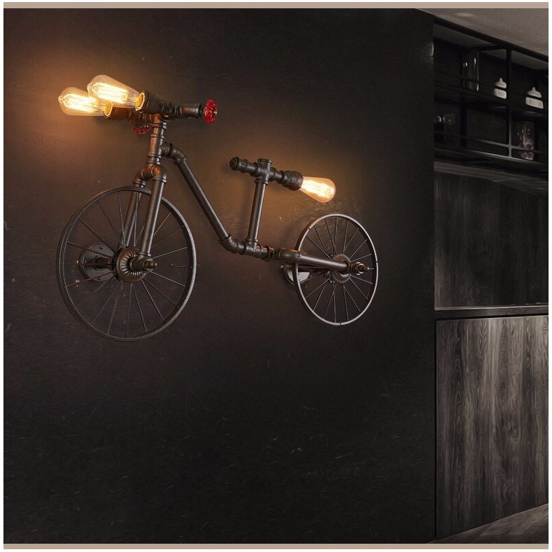 Tubo de bicicleta e água - luz de Edison LED vintage - lâmpada de parede