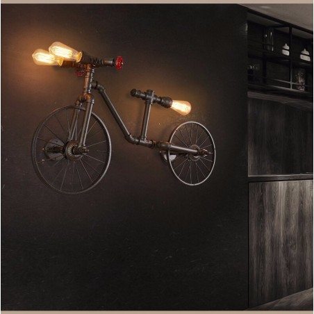 Tubo de bicicleta e água - luz de Edison LED vintage - lâmpada de parede