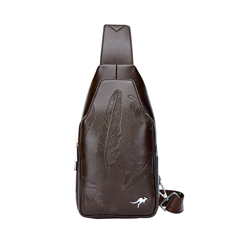 Bolsa de couro de crossbody na moda com padrão de folhas