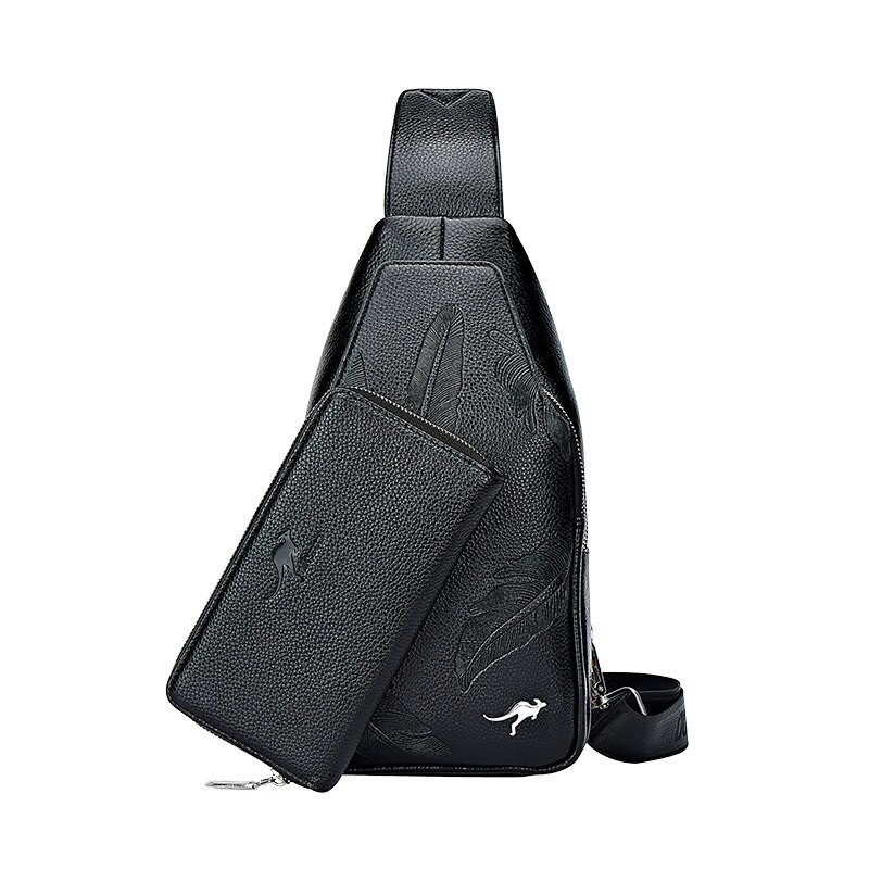 Bolsa de couro de crossbody na moda com padrão de folhas