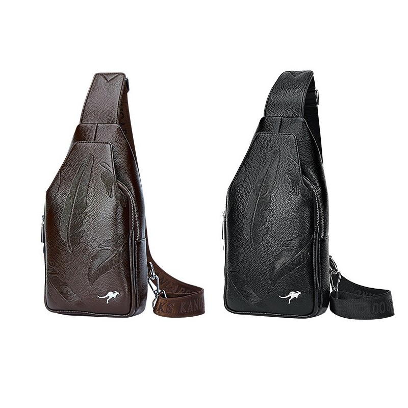 Bolsa de couro de crossbody na moda com padrão de folhas