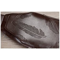 Bolsa de couro de crossbody na moda com padrão de folhas