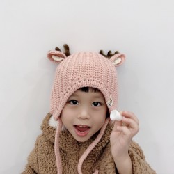 Winter hat with small reindeers horns & ears - knitted hat for kidsHats & caps