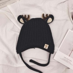 Chapéu de inverno com pequenas renas chifres e orelhas - chapéu de malha para crianças