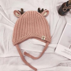 Winter hat with small reindeers horns & ears - knitted hat for kidsHats & caps