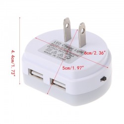 Carregador de porta USB duplo com luz noturna LED - sensor de luz